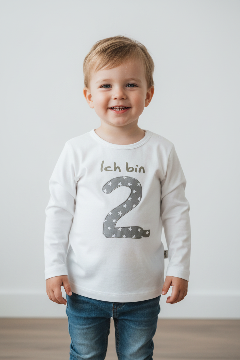Shirt Weiß / Grau Sterne