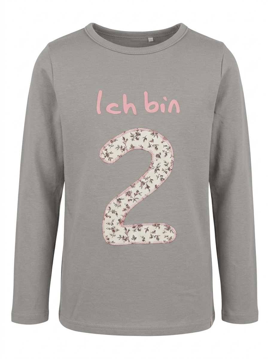 Shirt Grau / Blumenwiese