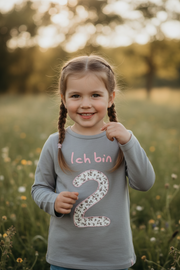 Shirt Grau / Blumenwiese
