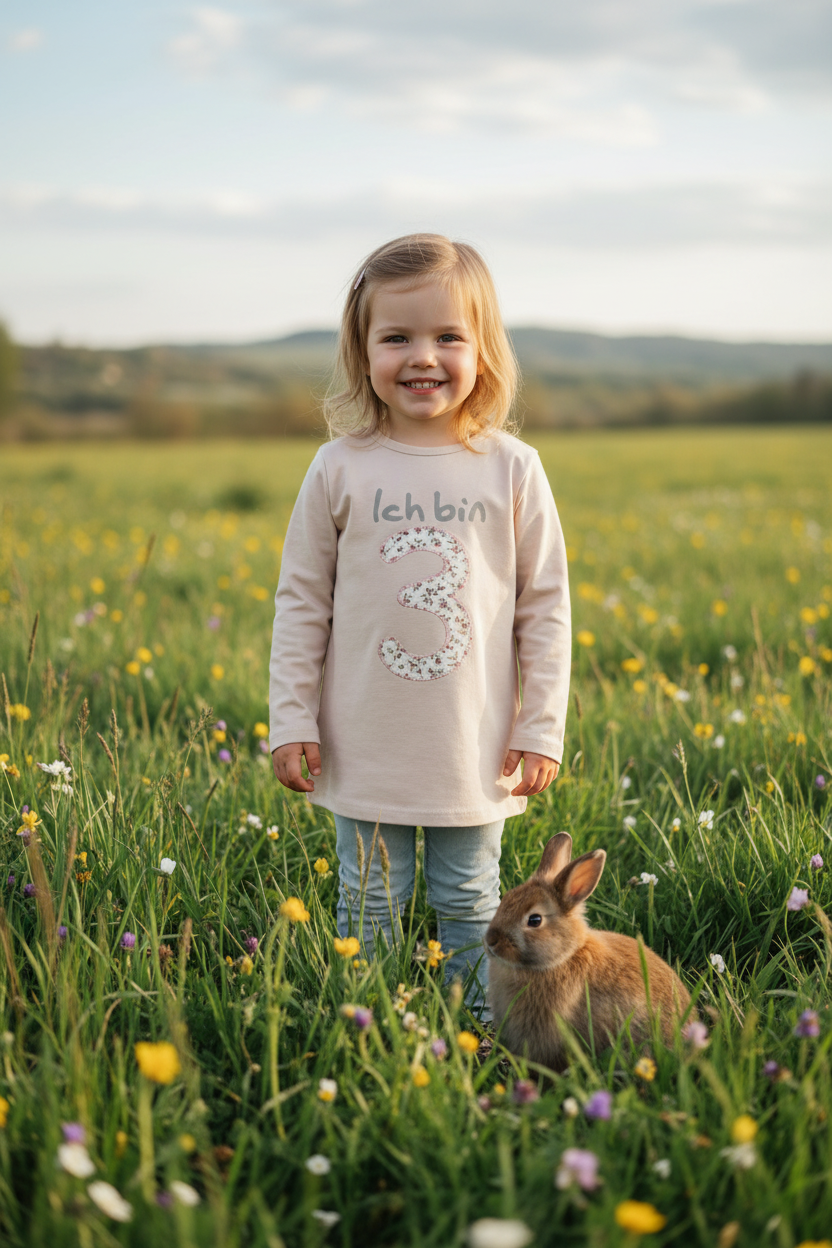 Shirt Altrosa / Blumenwiese