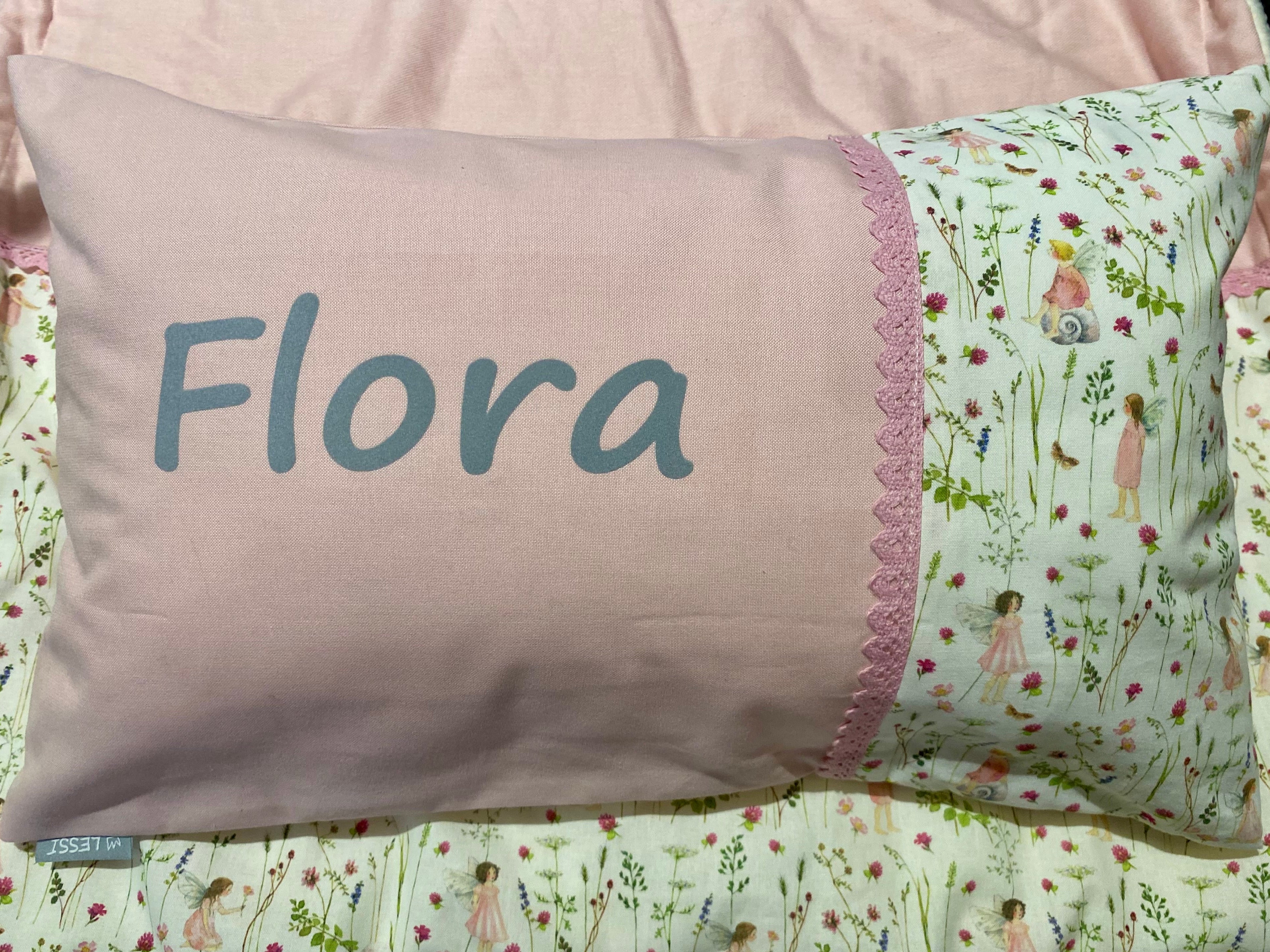 Namenskissen Velour Elfen Rosa