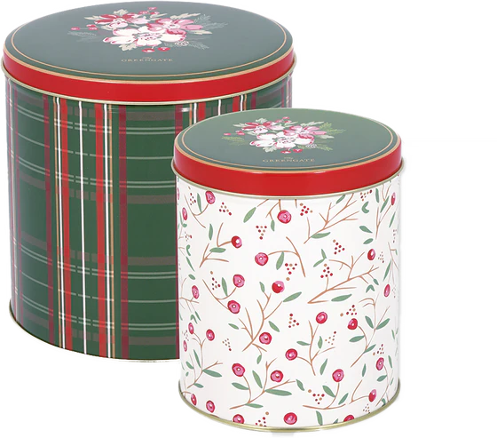 GreenGate Blechdosen Dagmar Check Green – 2er-Set
