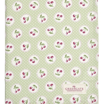 GreenGate Tischdecke Cherry Berry Pale Green (150 x 150 cm)