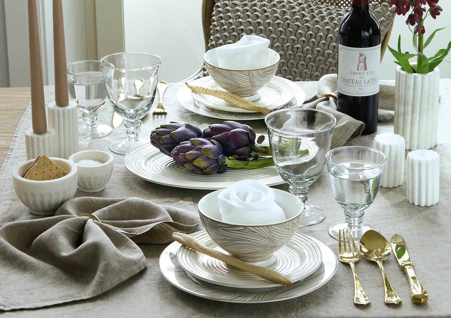 Servierplatte Oval Dunes White
