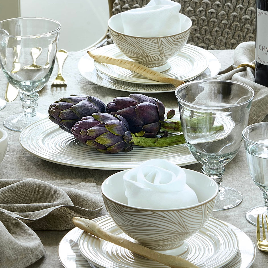 Servierplatte Oval Dunes White
