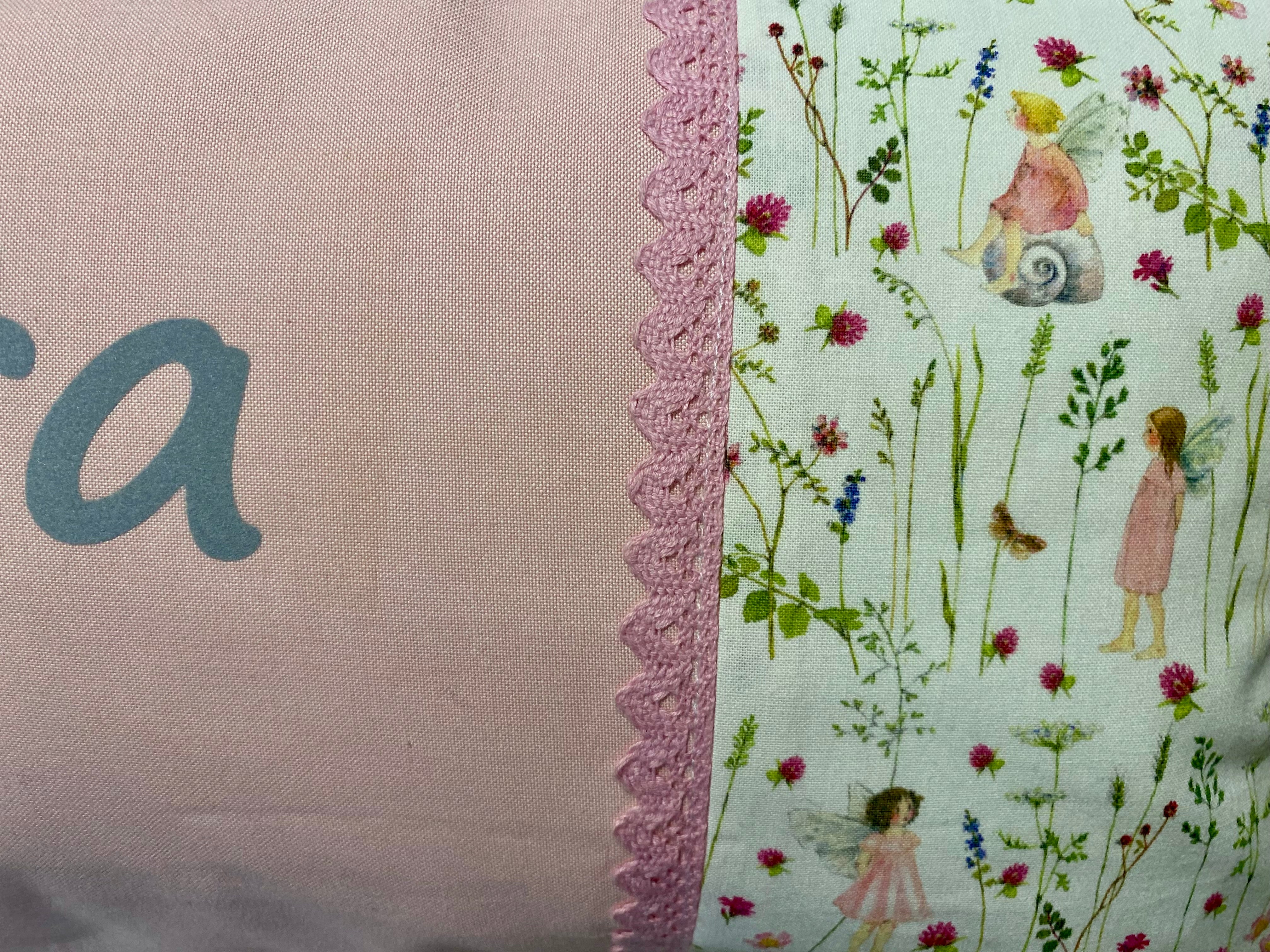 Namenskissen Velour Elfen Rosa