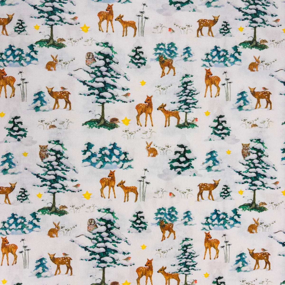 Baumwollstoff „Winterwald & Waldtiere“
