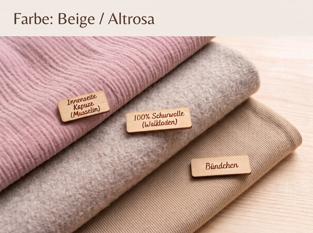 Wollwalk-Overall mit Zipfelkapuze – Kuschelwarm & Mitwachsend Rosa