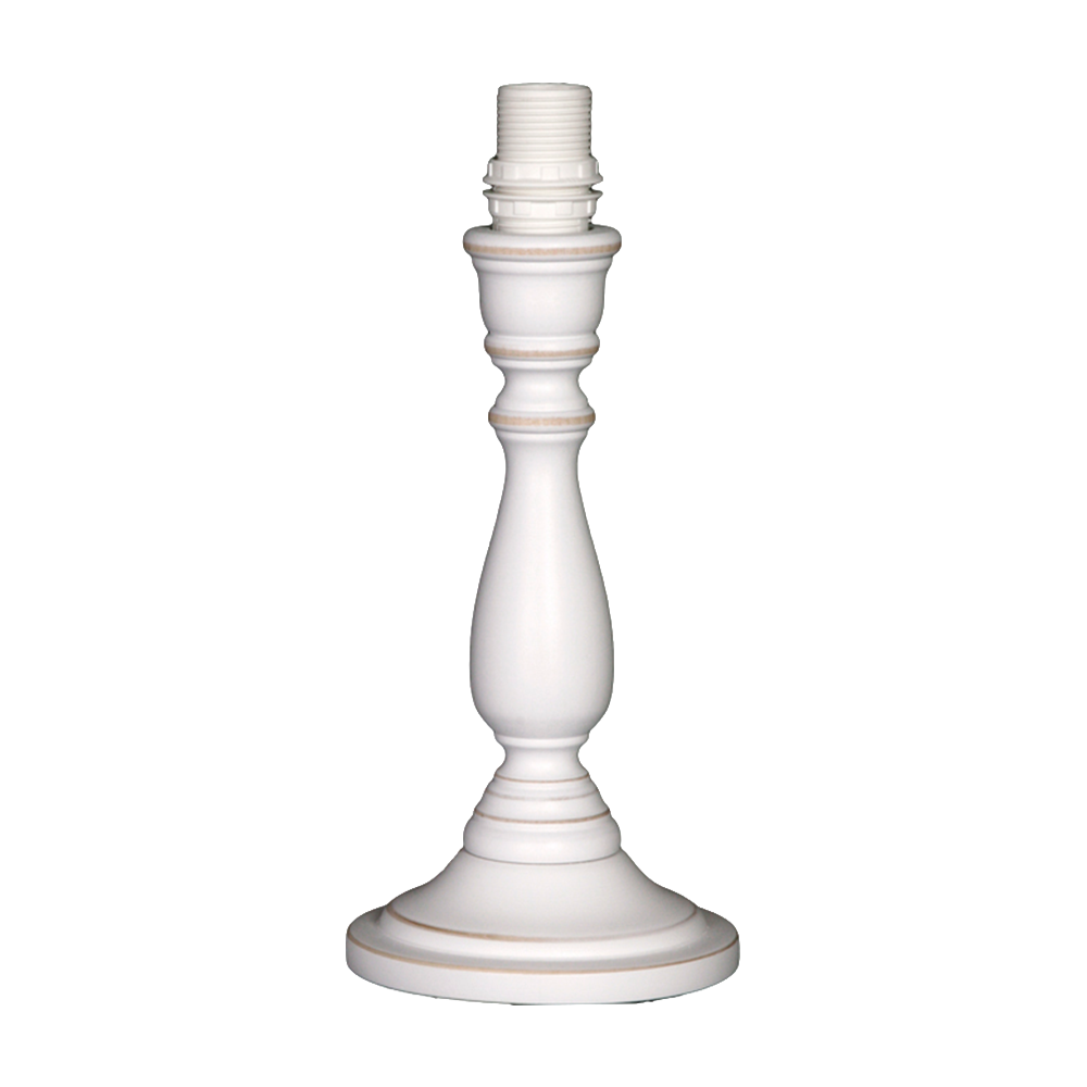 Antikweißer Lampenfuß Ida mit geschwungener Form, 25 cm hoch und E14-Fassung