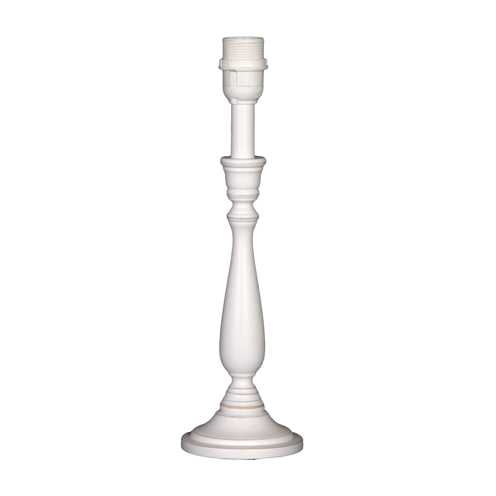 Antikweißer Lampenfuß Lena, ca. 38 cm hoch, mit E27-Fassung